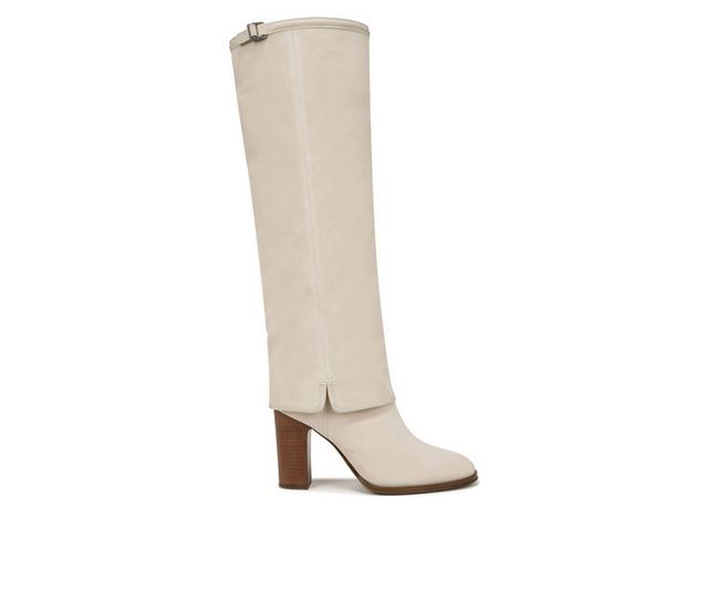 Women's Franco Sarto Informa West Knee High Heeled Boots in Ecru White SUE color