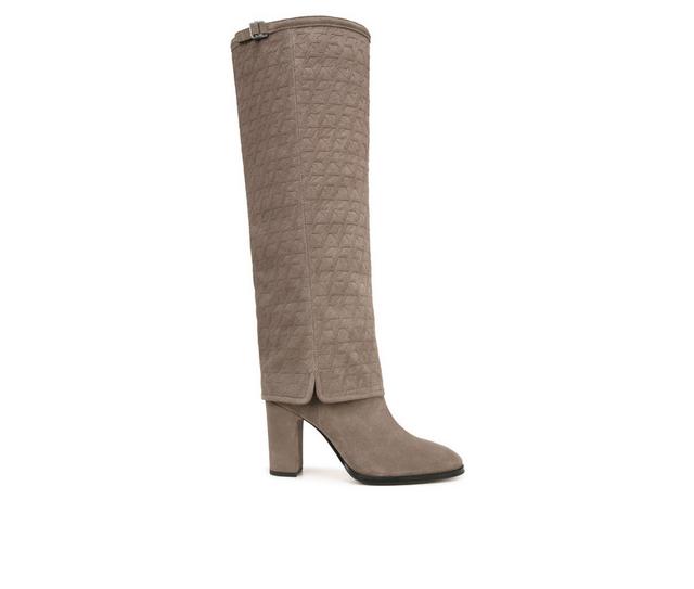 Women's Franco Sarto Informa West Knee High Heeled Boots in Grey Suede color