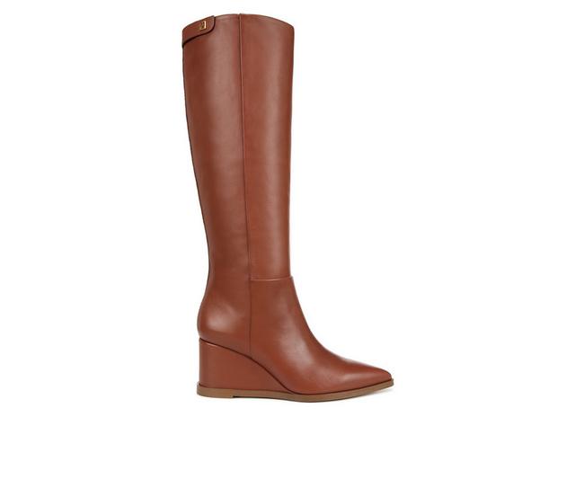 Women's Franco Sarto Estella Wedge Knee High Boots in Tobacco Leather color