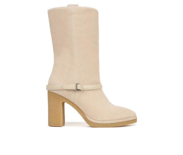 Women's Franco Sarto Paxton Heeled Mid Calf Booties in Ecru White Sued color