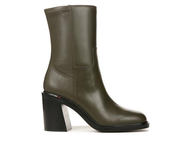 Women's Franco Sarto Penelope Heeled Mid Calf Booties in Olive Leather color