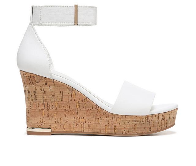 Women's Franco Sarto Clemens Cork Wedge Sandals in White Leather color