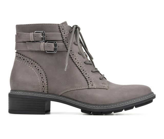 Women's Cliffs by White Mountain Elibeth Lace Up Booties in Charcoal Fabric color