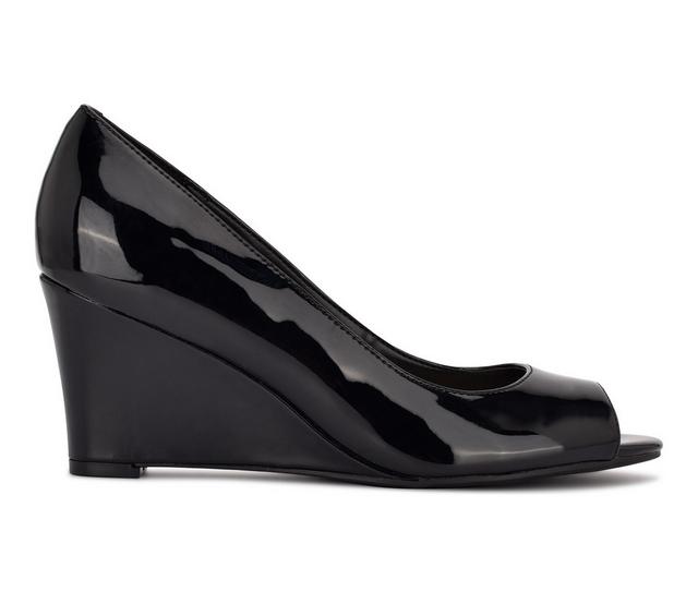 Women's Nine West Canise Wedge Pumps in Black Patent color