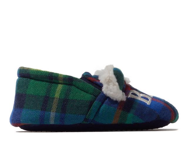 Dearfoams Baby Bear Plaid Closed Back Slippers in Navy Plaid color