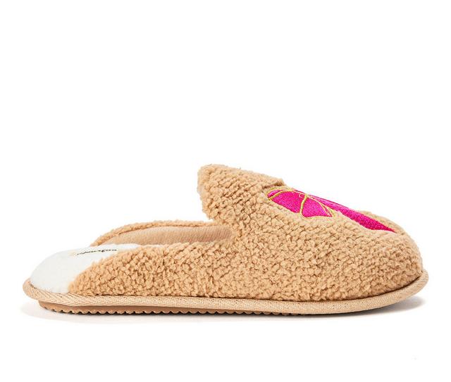 Dearfoams Teddy Heart Scuff Slippers in Taupe color