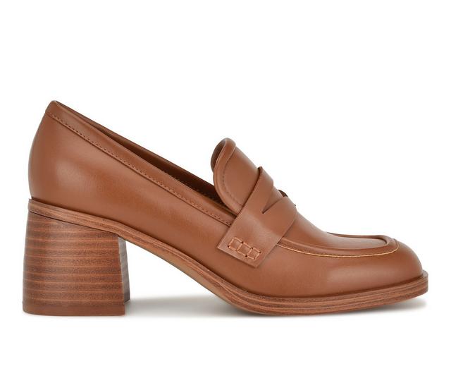 Women's Nine West Avalia Block Heel Loafers in Cognac color