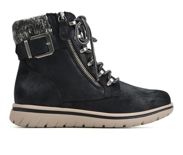 Women's Cliffs by White Mountain Hearten Lace Up Booties in Black color