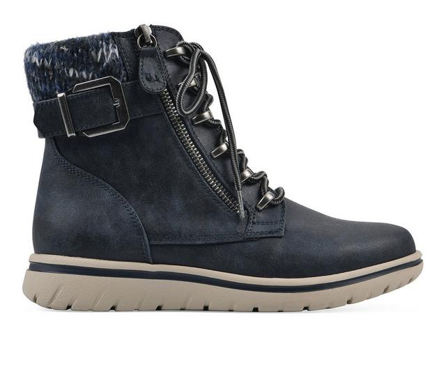 Women's Cliffs by White Mountain Hearten Lace Up Booties in Navy Fabric color