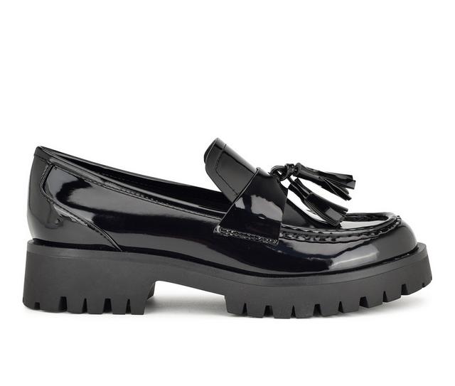 Women's Nine West Garry Chunky Loafers in Black Patent color