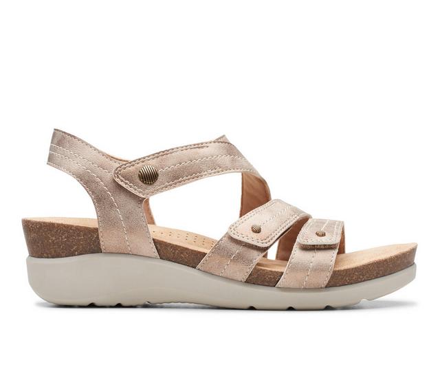 Women's Clarks Calenne Clara Wedge Sandals in Bronze Metallic color