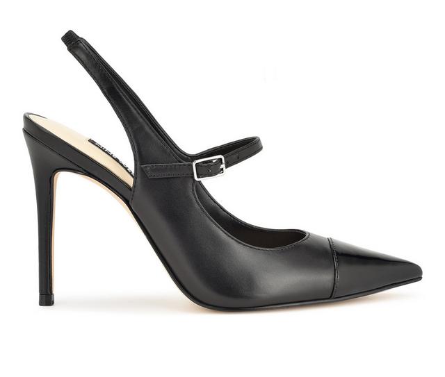 Women's Nine West Finet Mary Jane Pumps in Black Leather color