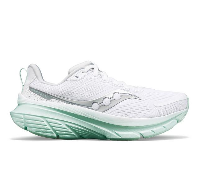 Women's Saucony Guide 17 Running Shoes in White/Jade color