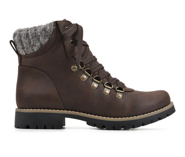 Women's Cliffs by White Mountain Primed Lace Up Booties in Brown color
