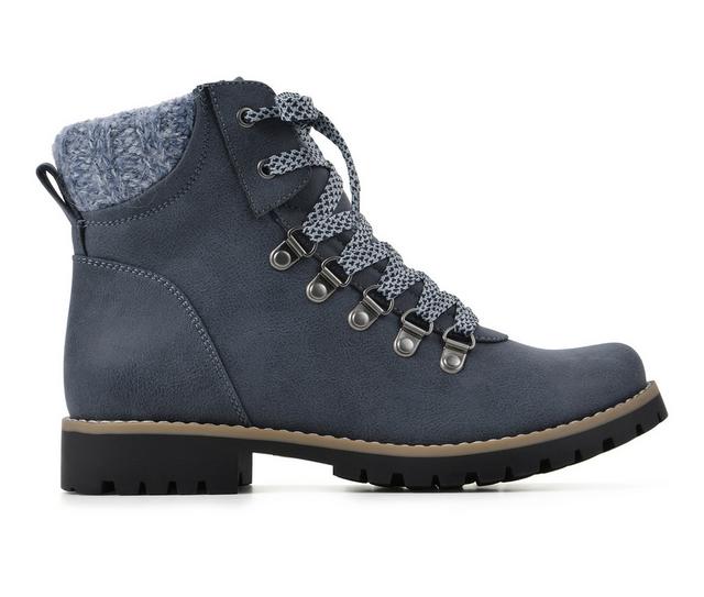 Women's Cliffs by White Mountain Primed Lace Up Booties in Navy color