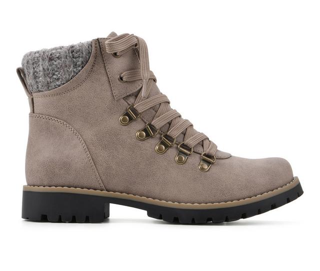 Women's Cliffs by White Mountain Primed Lace Up Booties in Taupe color