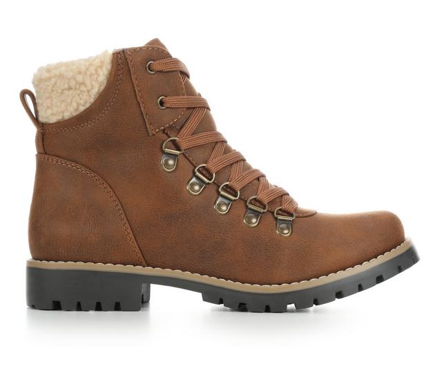 Women's Cliffs by White Mountain Primed Lace Up Booties in Lt Brown Fab color