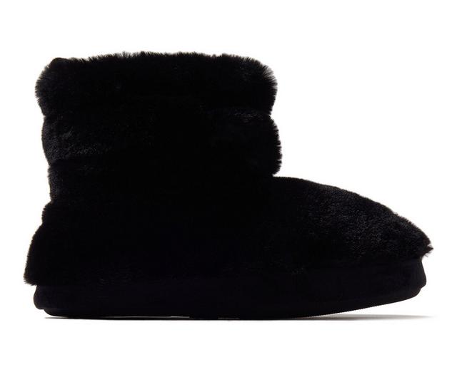 Dearfoams Kimber Furry Bootie Slippers in Black color