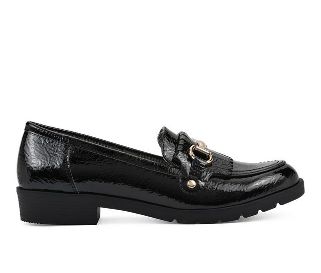 Women's Cliffs by White Mountain Galeena Loafers in Black Patent color