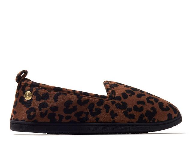 Dearfoams Rachel Velour Closed Back Slippers in Leopard color