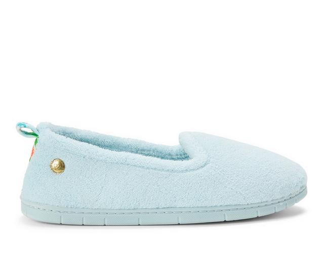 Dearfoams Rachel Velour Closed Back Slippers in Blue color