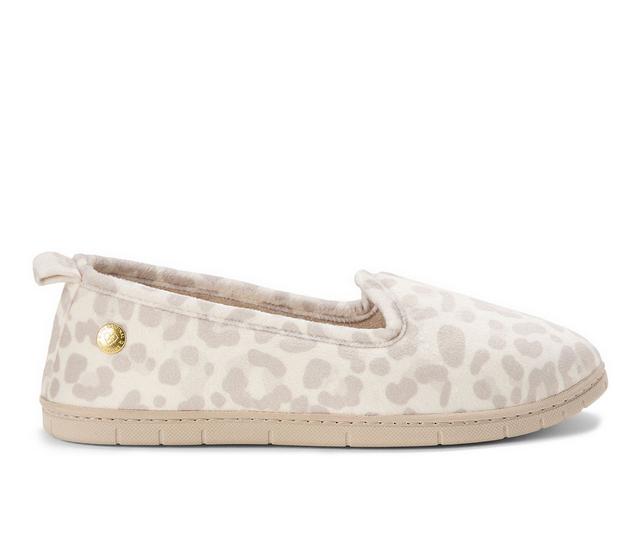 Dearfoams Rachel Velour Closed Back Slippers in Muslin Leopard color