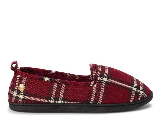 Dearfoams Rachel Velour Closed Back Slippers in Red Plaid color