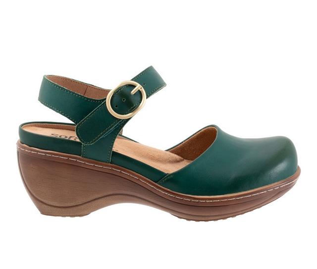 Women's Softwalk Mabelle Wedge Sandals in DK Green color