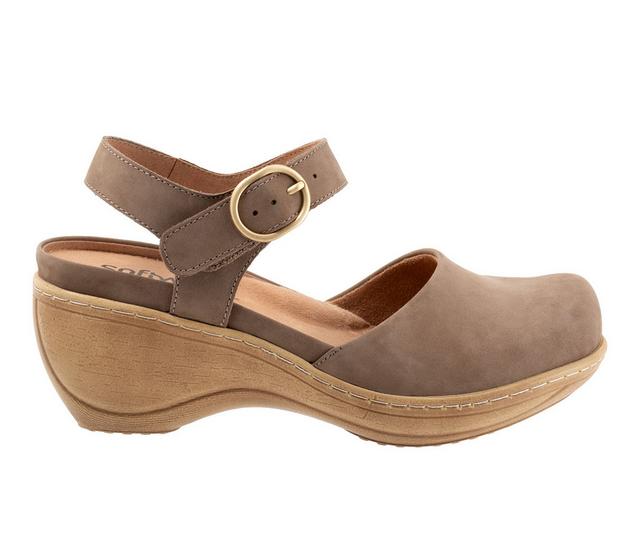 Women's Softwalk Mabelle Wedge Sandals in Taupe Nubuck color