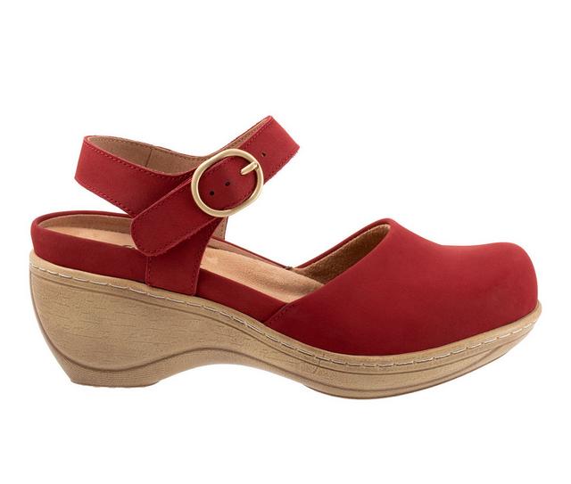 Women's Softwalk Mabelle Wedge Sandals in Red Nubuck color