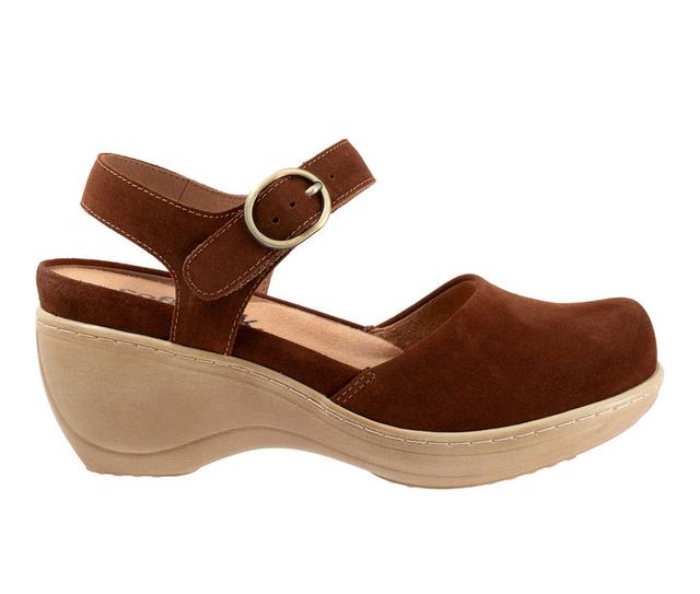 Women's Softwalk Mabelle Wedge Sandals in Chestnut Suede color