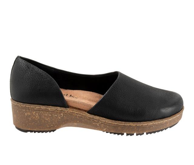 Women's Softwalk Addie Low Wedge Casual Shoes in Black Nubuck color