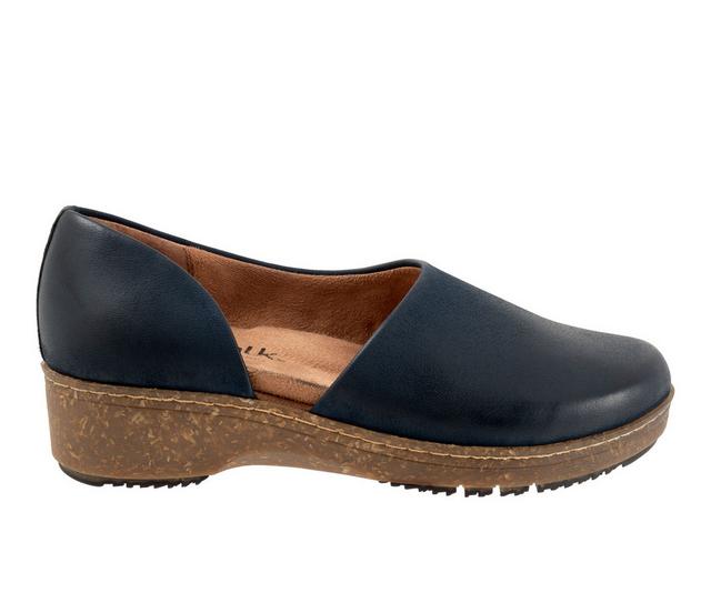 Women's Softwalk Addie Low Wedge Casual Shoes in Navy Nubuck color