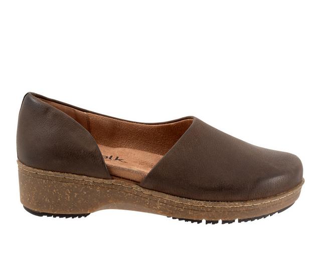 Women's Softwalk Addie Low Wedge Casual Shoes in Dk Brown Nubuck color