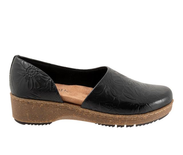 Women's Softwalk Addie Low Wedge Casual Shoes in Black Floral color