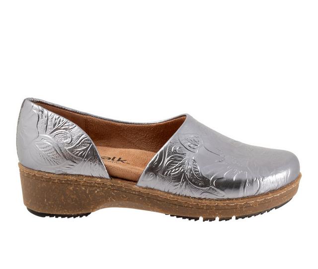 Women's Softwalk Addie Low Wedge Casual Shoes in Pewter FLoral color