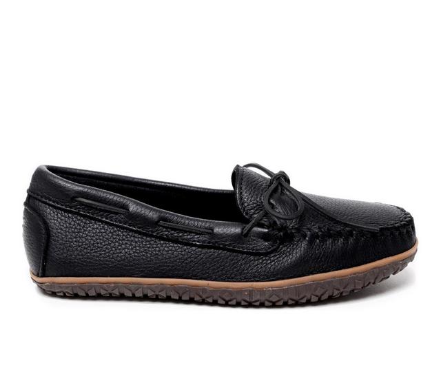 Men's Minnetonka Moosehide Tread Loafers in Black color