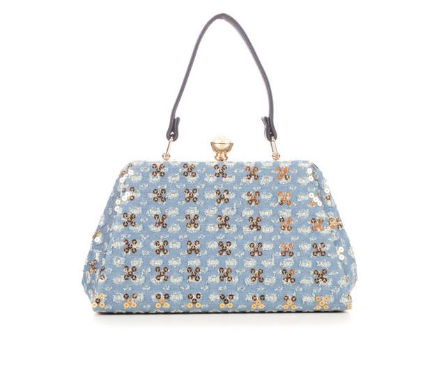 Vanessa Rhinestone Clutch in Den Blue color