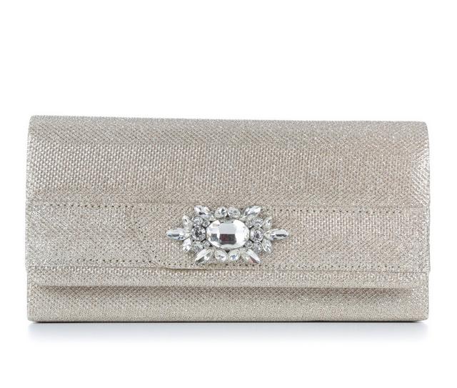 Four Seasons Handbags Brooch Clutch in Champagne color