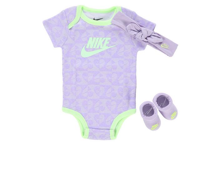 Nike Sweet Swoosh 3 Piece Set in Lilac Bloom 0-6 color