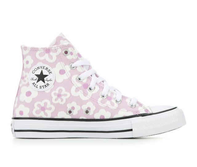 Girls' Converse Big Kid Chuck Taylor Floral Sneakers in Lilac/Grape Fiz color