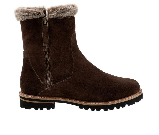Women's Trotters Forever Booties in DK Brown Suede color
