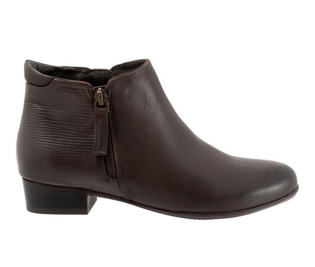 Women's Trotters Major Embossed Booties in DK Brown color