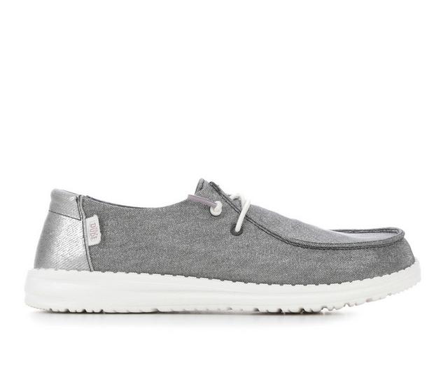 Women's HEYDUDE Wendy Metallic Sparkle Casual Shoes in Charcoal color