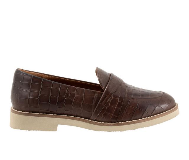 Women's Softwalk Walsh Loafers in Dk Brown Croc color