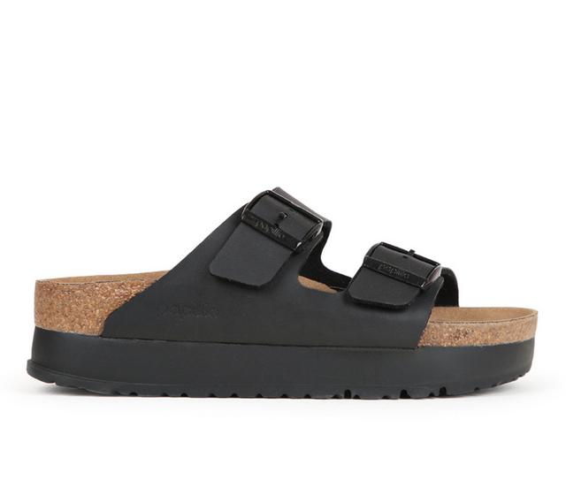 Women's Birkenstock Papillio by Birkenstock Arizona Platform Footbed Sandals in Black color