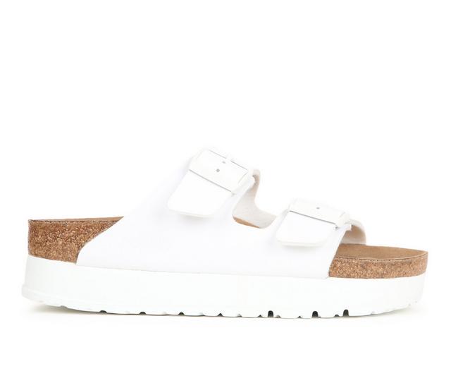 Women's Birkenstock Papillio by Birkenstock Arizona Platform Footbed Sandals in White color