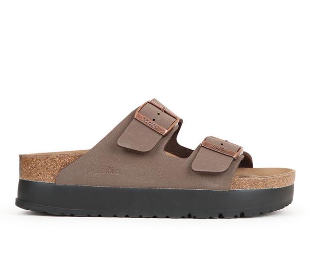 Women's Birkenstock Papillio by Birkenstock Arizona Platform Footbed Sandals in Mocha color