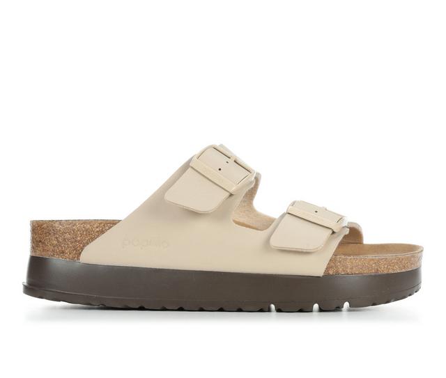 Women's Birkenstock Papillio by Birkenstock Arizona Platform Footbed Sandals in Sandcastle color