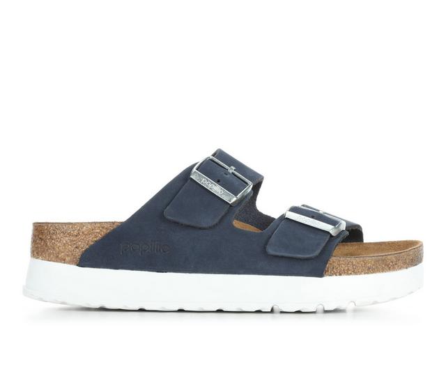 Women's Birkenstock Papillio by Birkenstock Arizona Platform Footbed Sandals in New Navy color